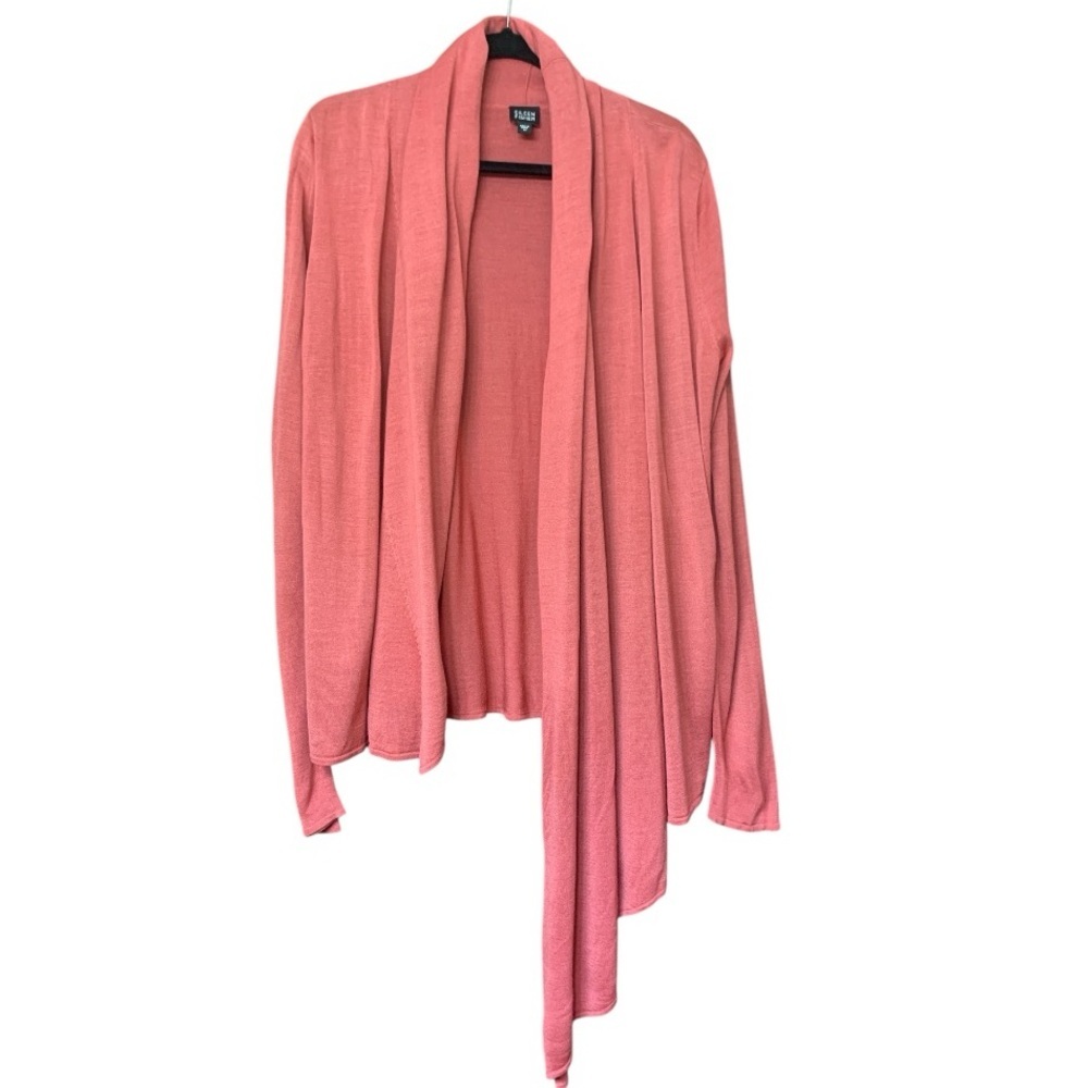 Eileen Fisher 100% Silk Cardigan Asymmetrical Lagenlook Women’s  Coral Medium